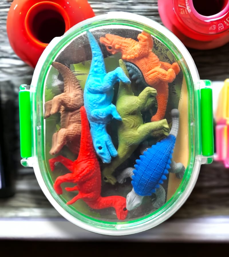 Dinosaur Eraser Combo for Kids Birthday Gift/Return Gift/Stationery Item (6Pcs Eraser Box in One Set)